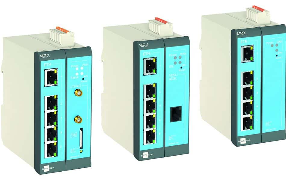 Das Routermodell MRX2 ermöglicht Anwendern Vorteile bei der sicheren Fernwartung und ist in drei Varianten erhältlich: LTE, DSL und LAN (v. l.).