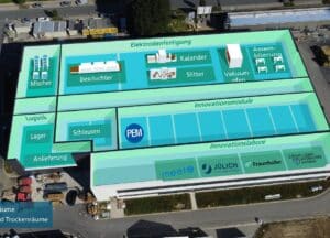 Forschung von oben: Grundriss der Prefab der Fraunhofer-Einrichtung Forschungsfertigung Batteriezelle FFB in Münster.