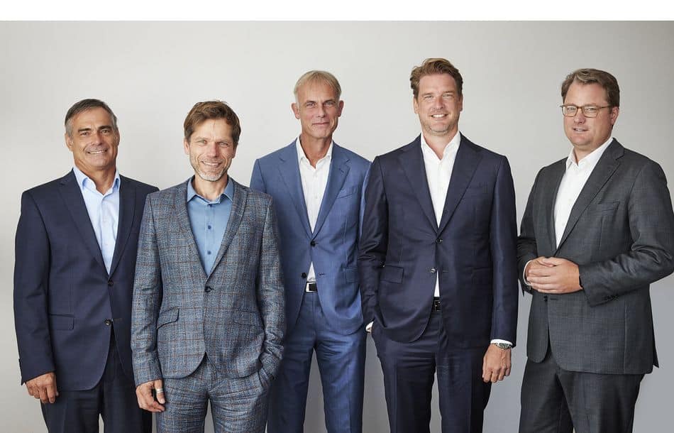 Der Vorstand der ifm-Unternehmensgruppe (v. links): Benno Kathan, Martin Buck, Michael Marhofer, Dr. Dirk Kristes, Christoph von Rosenberg Der Vorstand der ifm-Unternehmensgruppe (v. links): Benno Kathan, Martin Buck, Michael Marhofer, Dr. Dirk Kristes, Christoph von Rosenberg.